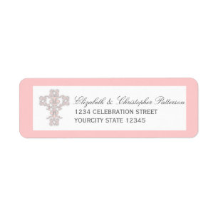 Elegant Cross in Pink Address Label