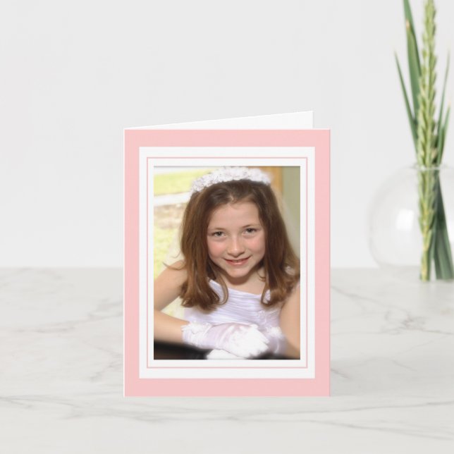 Elegant Cross in Pink Photo Thank You Card (Front)