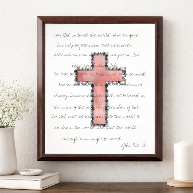Elegant Cross John 3  Pink Scripture Award Plaque (Creator Uploaded)