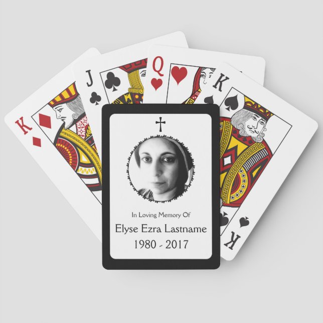elegant cross memorial gift poker cards (Back)
