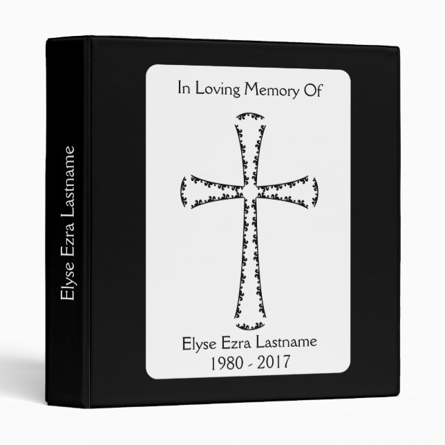 elegant cross memorial service book binder (Front/Spine)