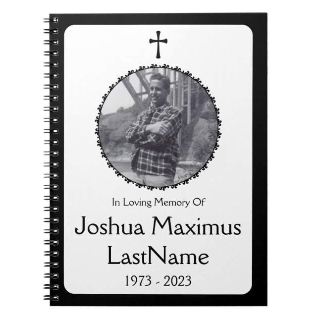 elegant cross memorial service guest book (Front)