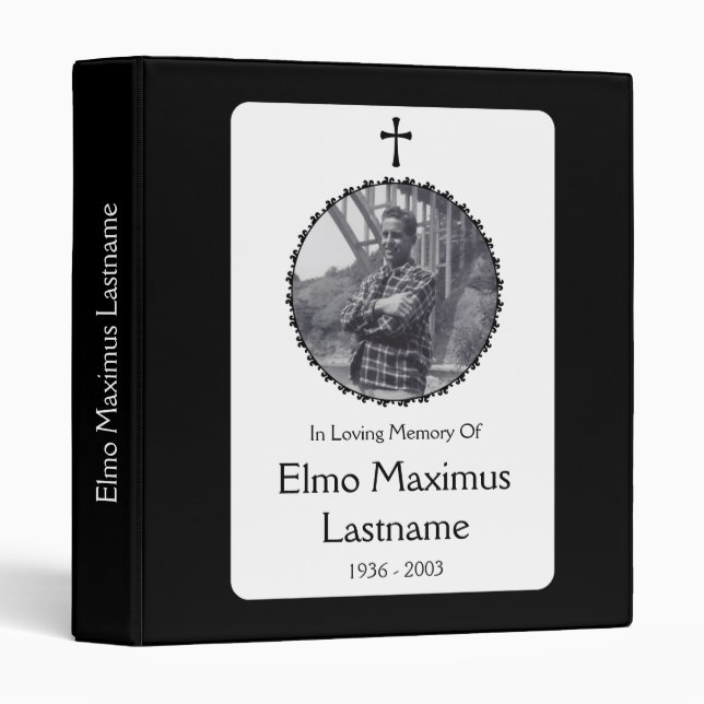 elegant cross memorial service guest book 3 ring binder (Front/Spine)