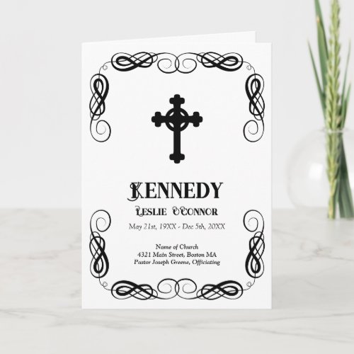 Elegant Cross Ornate Frames Funeral Program