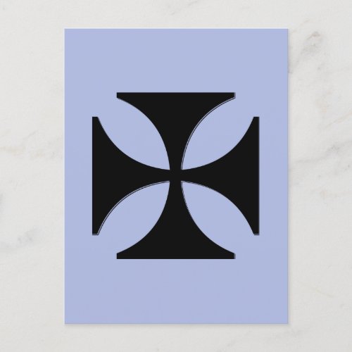 Elegant Cross Pattee Black Casper Blue Minimalist Postcard