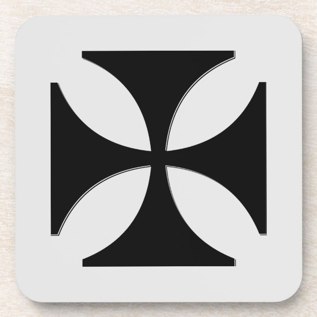 Elegant Cross Pattee Black, Light Grey Beverage Coaster (Front)