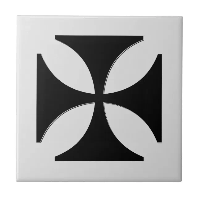 Elegant Cross Pattee Black, Light Grey Ceramic Tile | Zazzle