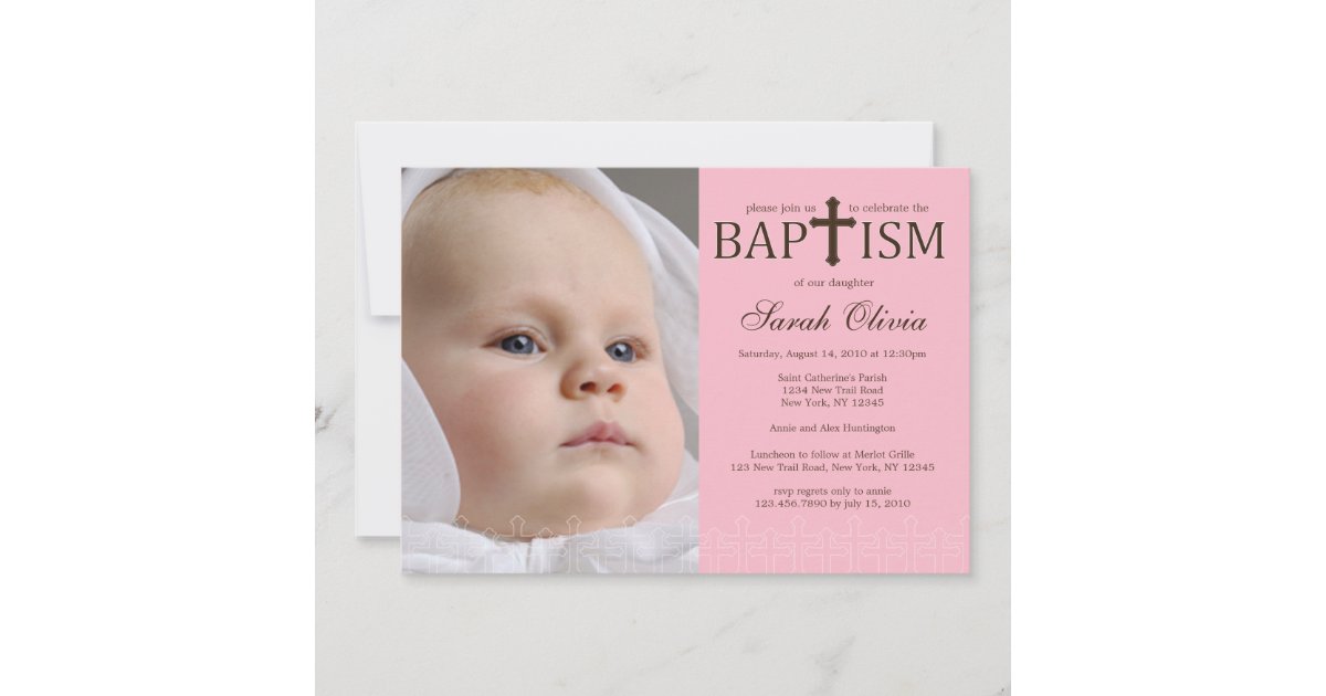 Elegant Cross Photo Baptism Invitation | Zazzle