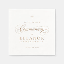 Elegant Cross Script Calligraphy First Communion Napkins