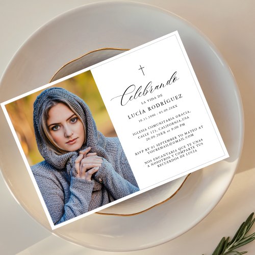 Elegant Cross Spanish Funeral Memorial Photo