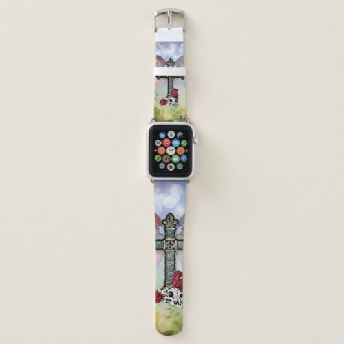Elegant cross with fairys and skull apple watch band