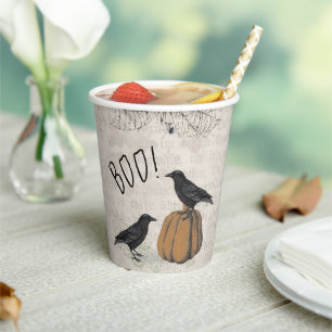 Elegant Crow Halloween Paper Cups