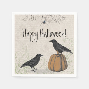 Elegant Crow Happy Halloween Napkins