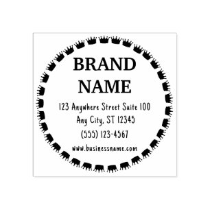 Elegant Crown Circle Business Return Address Wood Rubber Stamp