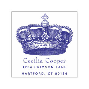Elegant Crown Custom Design Logo or Return Address Self-inking Stamp
