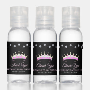 Elegant crown & diamonds on black Thank You Hand Sanitizer