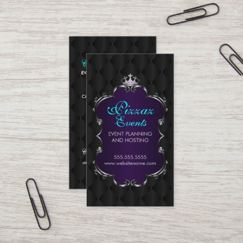 Elegant Crown Filigree and Tuft Fabric Business Cards