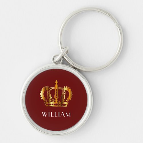 Elegant Crown Red Name Keychain