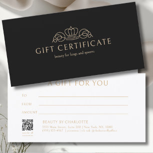 Elegant Crown Salon Black Beige Gift Certificate