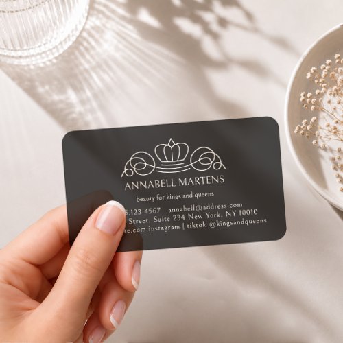 Elegant Crown Salon Black Clear Business Cards