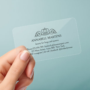 Elegant Crown Salon Clear Business Cards