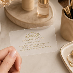 Elegant Crown Salon Clear Business Cards