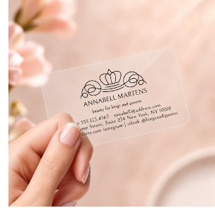 Elegant Crown Salon Clear Business Cards