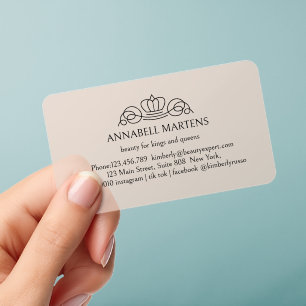 Elegant Crown Salon Peach Transparent Clear Business Cards