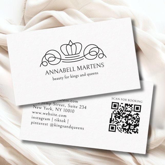 Elegant Crown Salon White QR Code Business Card (Elegant Crown Salon White QR Code Business Card)