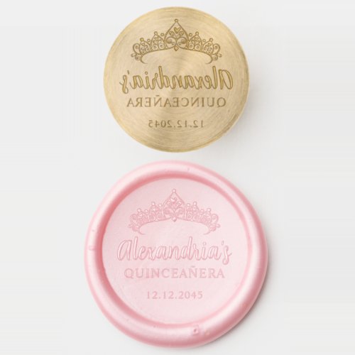 Elegant Crown Tiara Princess Name Quinceanera Wax Seal Stamp