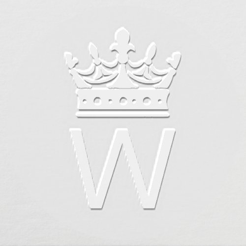 Elegant Crown Topped Single Initial Monogram Embosser