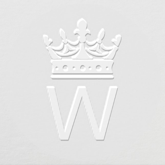 Elegant Crown Topped Single Initial Monogram Embosser (Design)