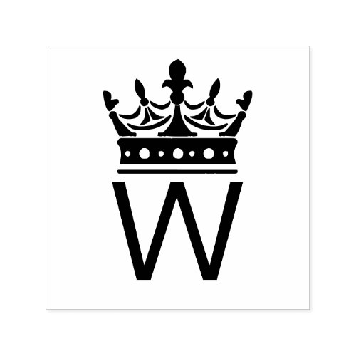 Elegant Crown Topped Single Initial Monogram Self_inking Stamp