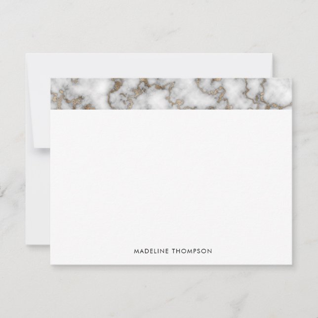 Elegant Crusted Gold Marble Classic Typography Note Card (Front)