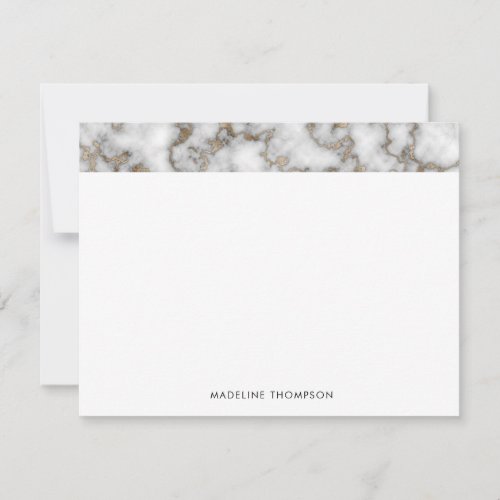 Elegant Crusted Gold Marble Classic Typography Note Card
