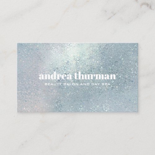 Elegant Crystal Blue glass pearly iridescent Business Card