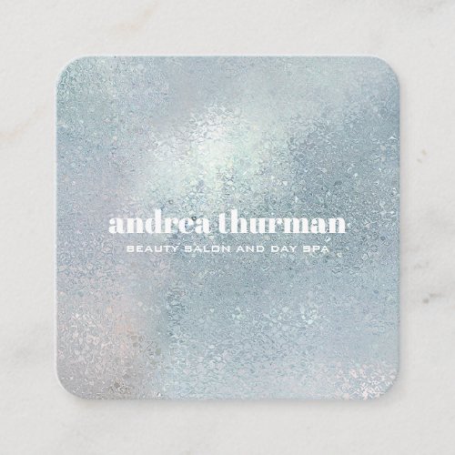 Elegant Crystal Blue glass pearly iridescent Square Business Card