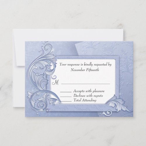 Elegant Crystal Blue Winter Wedding RSVP Card