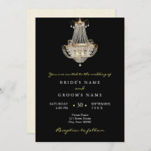 Elegant crystal chandelier wedding invitation