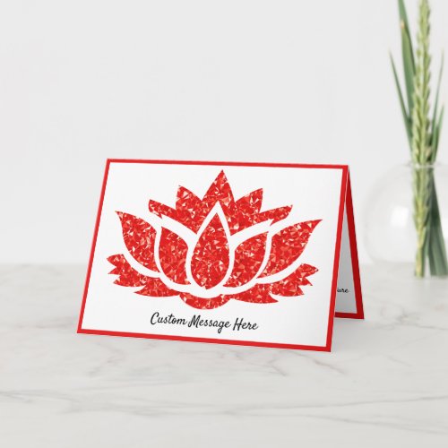 Elegant Crystal Ruby Red Gemstone Lotus Flower Card