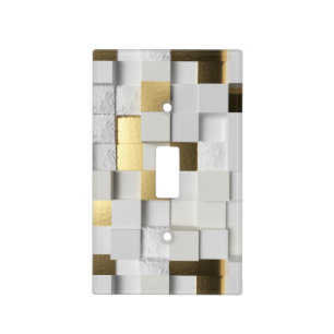 Elegant Cube wall 3D art- white and gold Light Switch Cover