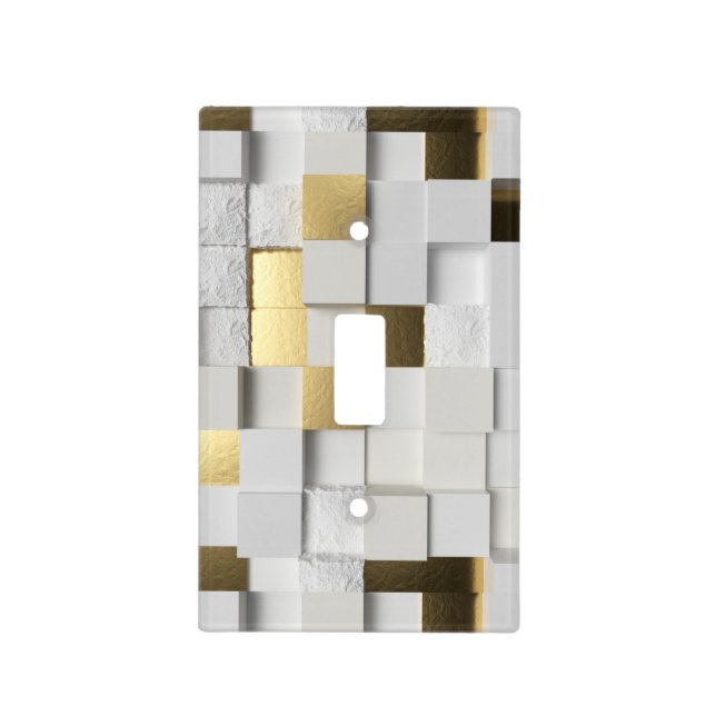 Elegant Cube wall 3D art- white and gold Light Switch Cover (Front)