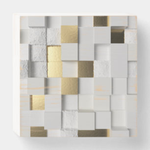 Elegant Cube wall 3D art- white and gold Wooden Box Sign