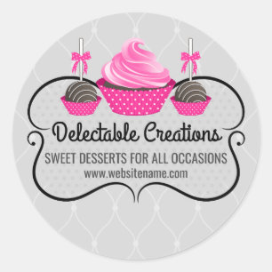 Elegant Cupcake and Cake Pops Bakery Box Seals
