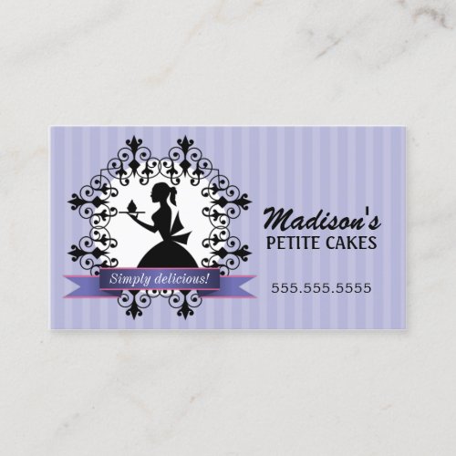 Elegant Cupcake and Lady Silhouette Business Cards