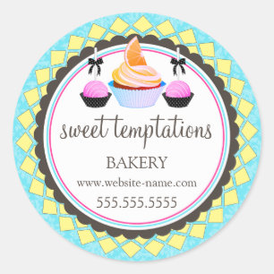 Elegant Cupcake and Pink Cake Pops Classic Round Sticker