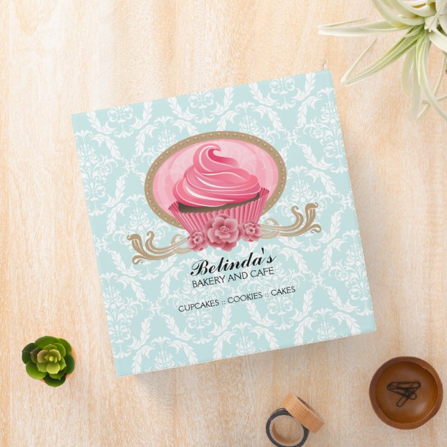 Elegant Cupcake Bakery 2 Inch 3 Ring Binder (In Situ)