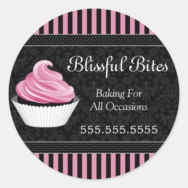 Elegant Cupcake Bakery Box Seals (Front)
