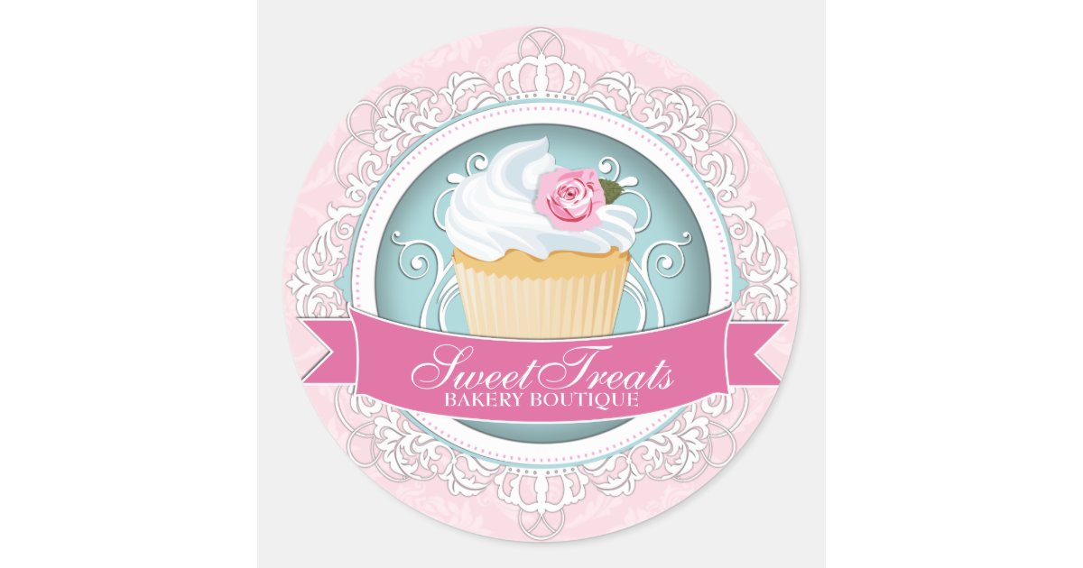 Elegant Cupcake Bakery Box Stickers