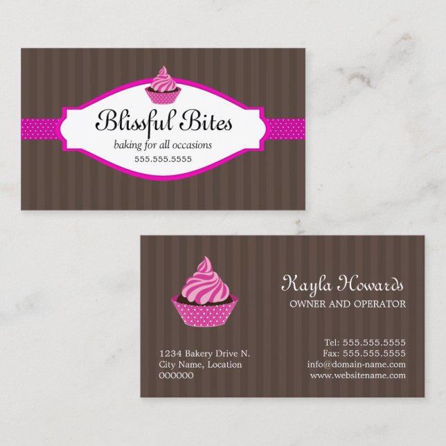 Elegant Cupcake Bakery Business Card (Front/Back)
